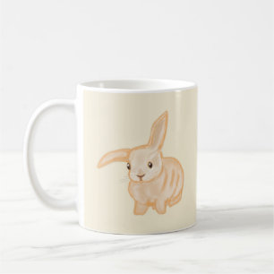 Cute Brown Bunny Rabbit - transparent på beige. Kaffemugg