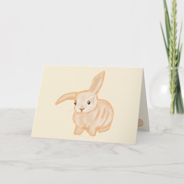 Cute Brown Bunny Rabbit - transparent på beige. Kort (Framsida)
