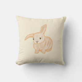 Cute Brown Bunny Rabbit - transparent på beige. Kudde