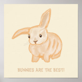 Cute Brown Bunny Rabbit - transparent på beige. Poster