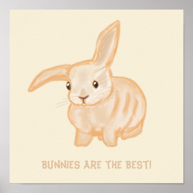 Cute Brown Bunny Rabbit - transparent på beige. Poster (Framsidan)