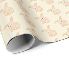 Cute Brown Bunny Rabbit - transparent på beige. Presentpapper