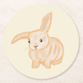 Cute Brown Bunny Rabbit - transparent på beige. Underlägg Papper Rund