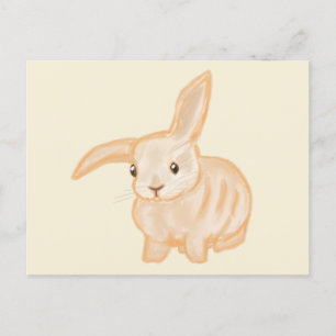 Cute Brown Bunny Rabbit - transparent på beige. Vykort