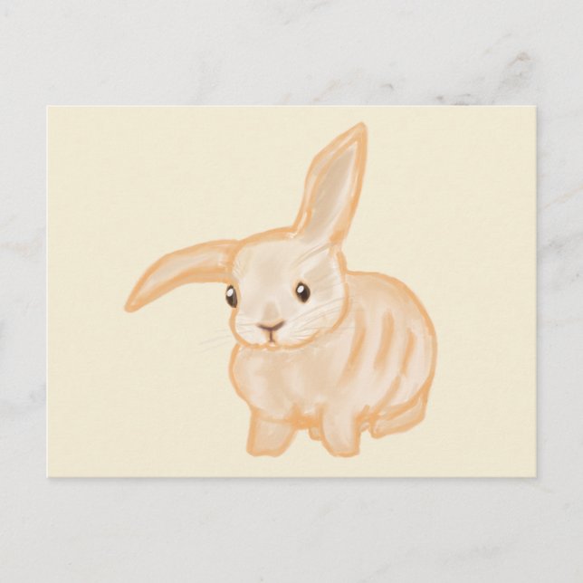 Cute Brown Bunny Rabbit - transparent på beige. Vykort (Framsida)