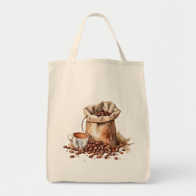 Cute Brown Coffee Watercolor Tygkasse (Framsidan)
