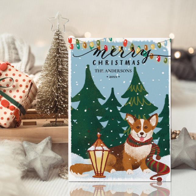 Cute Brown CORGI-julafton Ljus minimalistisk Rolig Julkort (Skapare uppladdad)