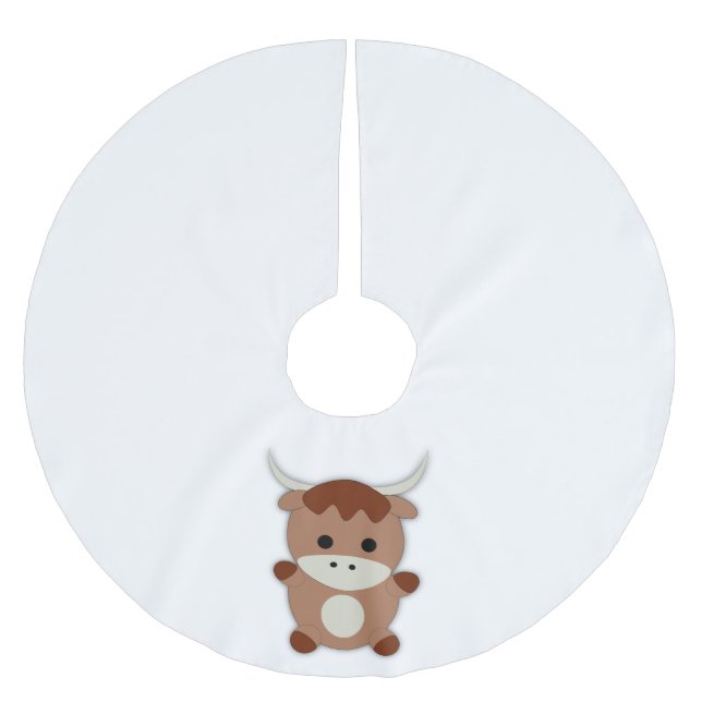 Cute Brown Cow Julgransmatta Borstad Polyester (Framsidan)