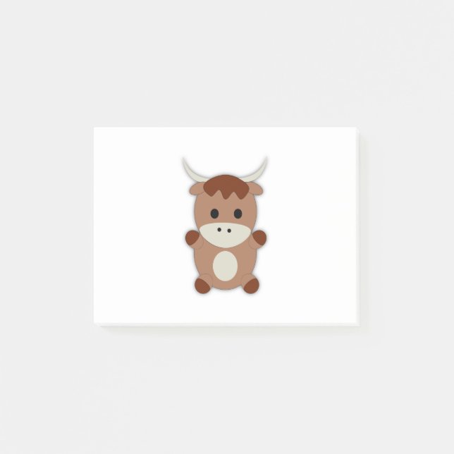 Cute Brown Cow Post-it Block (Framsida)