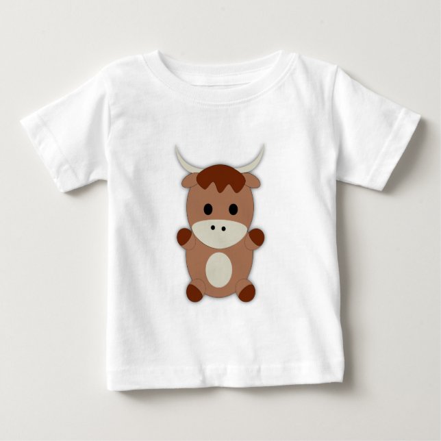 Cute Brown Cow T Shirt (Framsida)