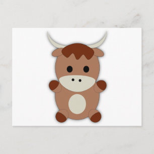 Cute Brown Cow Vykort