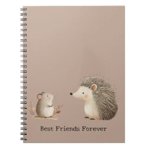 Cute Brown Cream Hedgehog Mouse Best Friends Anteckningsbok