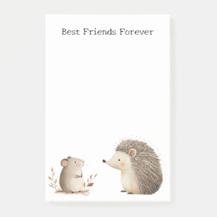 Cute Brown Cream Hedgehog Mouse Best Friends Post-it Block