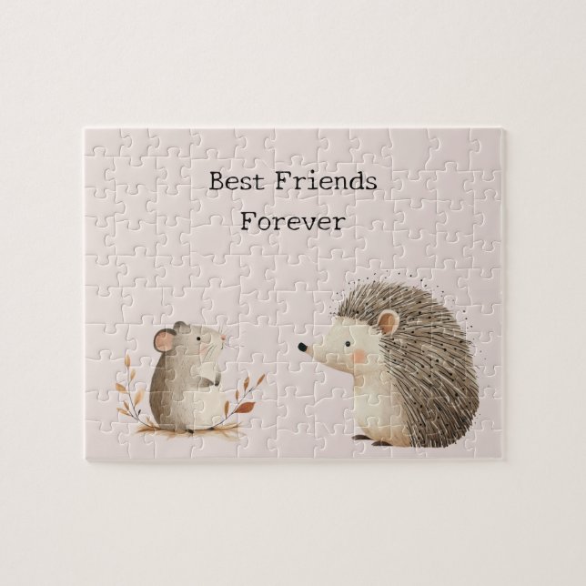 Cute Brown Cream Hedgehog Mouse Best Friends Pussel (Horisontell)