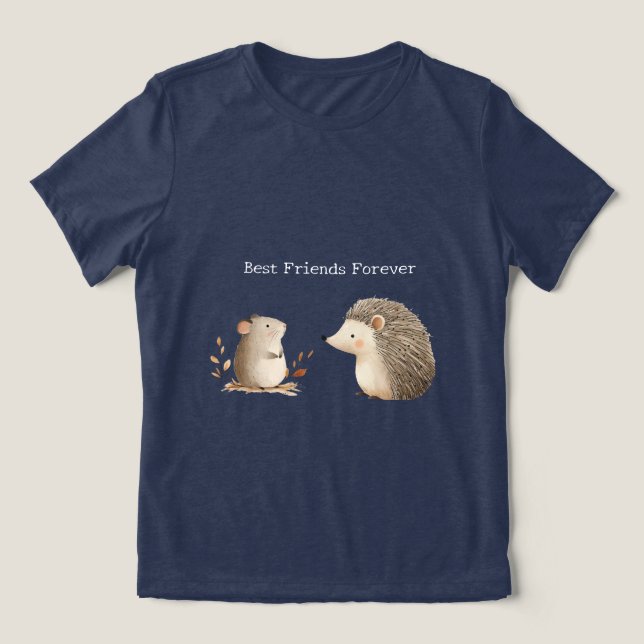 Cute Brown Cream Hedgehog Mouse Best Friends T Shirt (Design Framsida)
