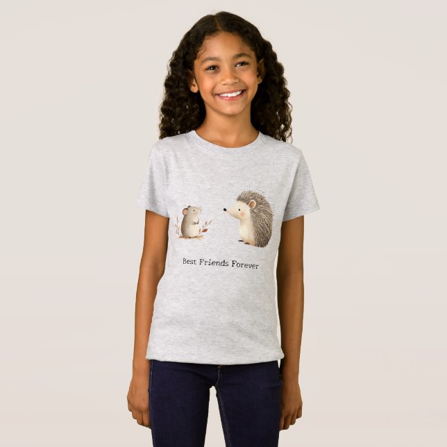Cute Brown Cream Hedgehog Mouse Best Friends T Shirt (Hel framsida)