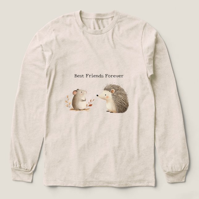 Cute Brown Cream Hedgehog Mouse Best Friends T Shirt (Design framsida)