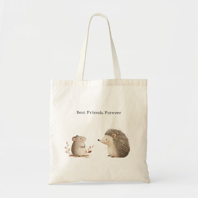 Cute Brown Cream Hedgehog Mouse Best Friends Tygkasse (Framsidan)