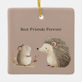 Cute Brown Cream Hedgehog Mouse Julgransprydnad Keramik