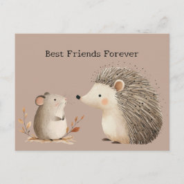 Cute Brown Cream Hedgehog Mouse Vykort