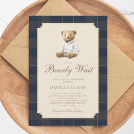 Cute Brown Cub We Can Bearly Wait Baby Shower Inbjudningar