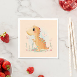 Cute Brown Dinosaur Watercolor Pappersservett