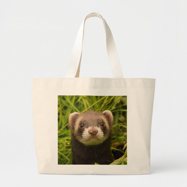 Cute Brown Ferret i Grass Jumbo Tygkasse (Framsidan)