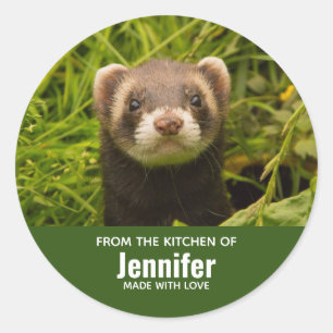 Cute Brown Ferret i Grass Kitchen Runt Klistermärke