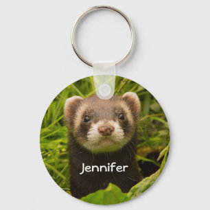 Cute Brown Ferret i Grass Nyckelring