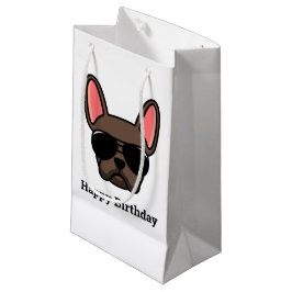 Cute Brown Fransk Bulldog Ansikte Small Gift Bag