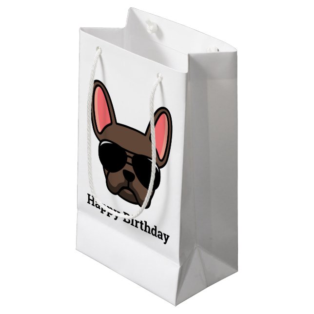 Cute Brown Fransk Bulldog Ansikte Small Gift Bag (Framsidan Vinklad)