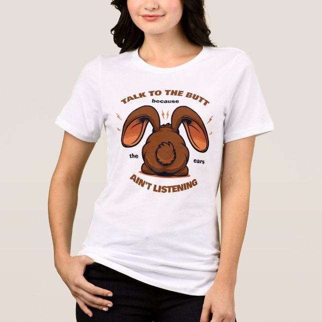 Cute Brown Funny Bunny T Shirt (Framsida)