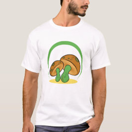 Cute Brown Grönt Tecknad Mushroom Fungi Art T Shirt