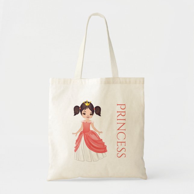 Cute Brown HairPrincess Treat Bag Tygkasse (Framsidan)