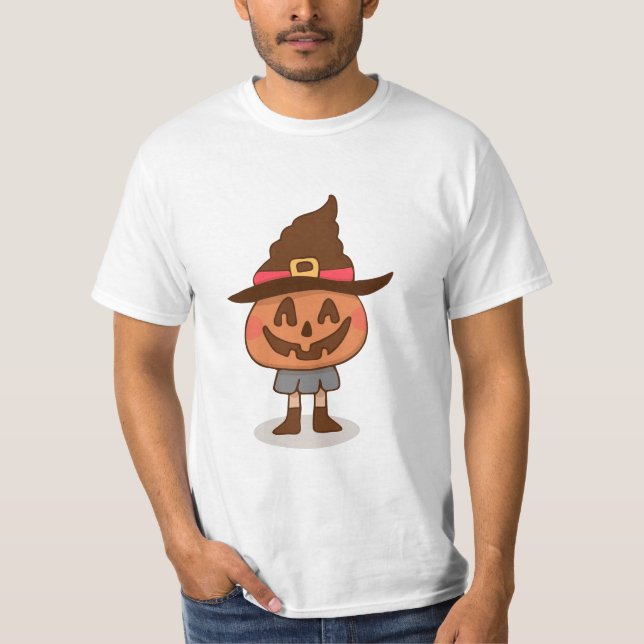 Cute Brown Halloween Pumpkin  T Shirt (Framsida)
