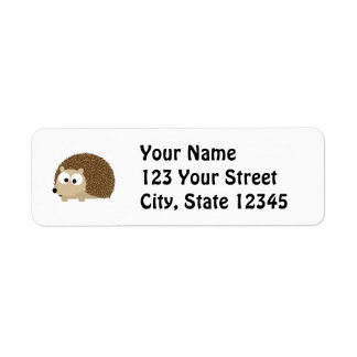 Cute Brown Hedgehog Returadress Etikett