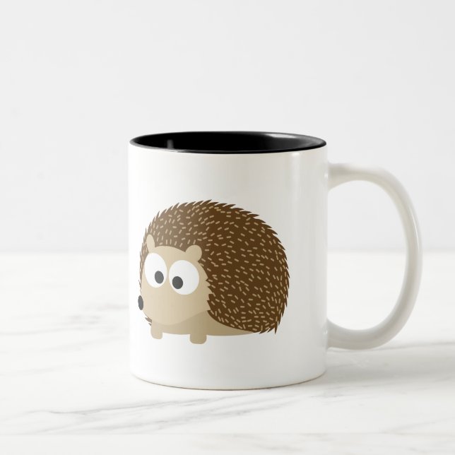 Cute Brown Hedgehog Två-Tonad Mugg (Höger)