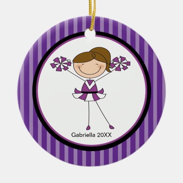 Cute Brown Hjärtad CheerLedare jul Ornament (Framsidan)