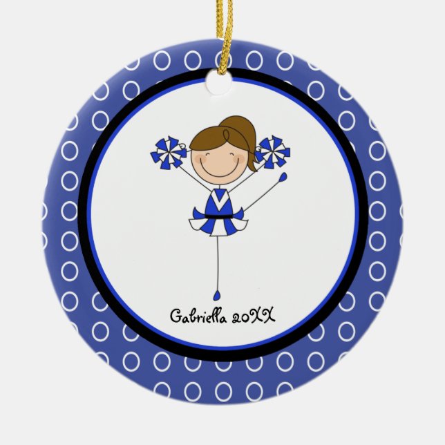 Cute Brown Hjärtad CheerLedare jul Ornament (Framsidan)