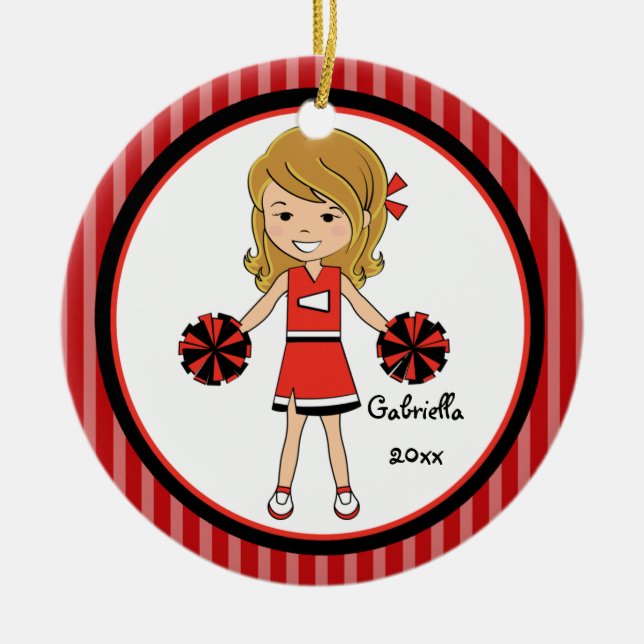 Cute Brown Hjärtad CheerLedare jul Ornament (Framsidan)