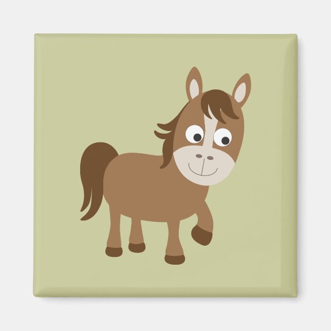 Cute Brown Horse Magnet (Framsidan)