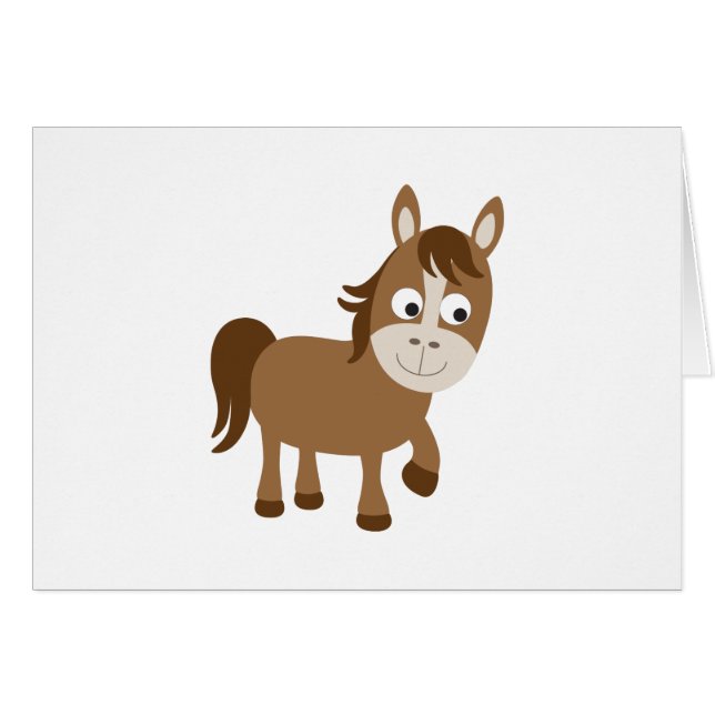 Cute Brown Horse OBS Kort (Framsidan Horizontal)