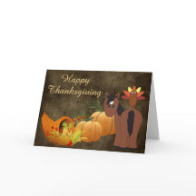 Cute Brown Horse och Turkiet Happy thanksgiving