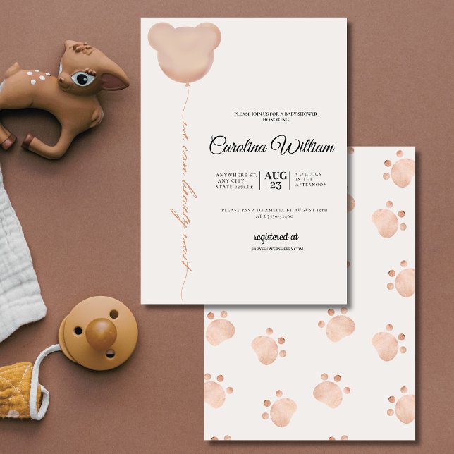 Cute Brown kan vänta på babyduschen. Inbjudningar (Skapare uppladdad)