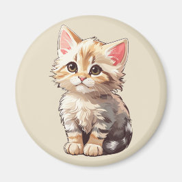 Cute Brown Kawaii Kitten Magnet