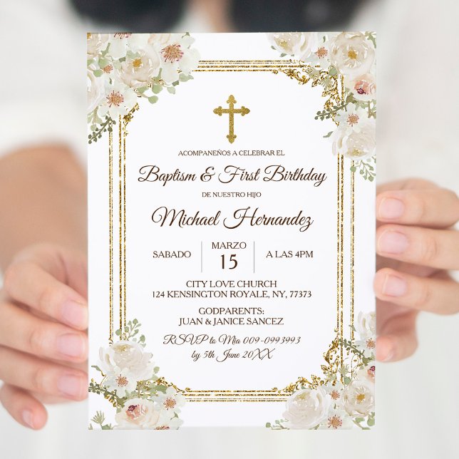 Cute Brown Mexican Baptism och första födelsedag Inbjudningar (Skapare uppladdad)