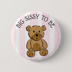 Cute Brown Nalle Big Sister som ska vara Button Knapp