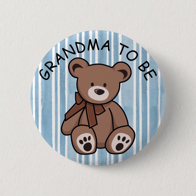 Cute Brown Nalle GRANDMA ska vara Knapp (Framsida)