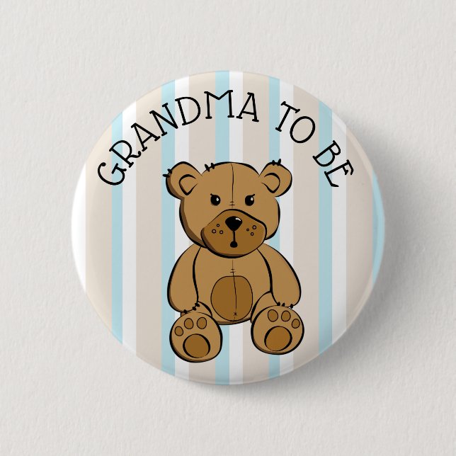 Cute Brown Nalle GRANDMA som Button Knapp (Framsida)