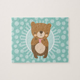 Cute Brown Nalle Heart Pussel